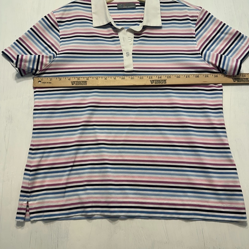 Greg Norman Womens XL Polo Shirt Multicolor Stripe Golf Activewear Cotton Blend - Picture 4 of 10